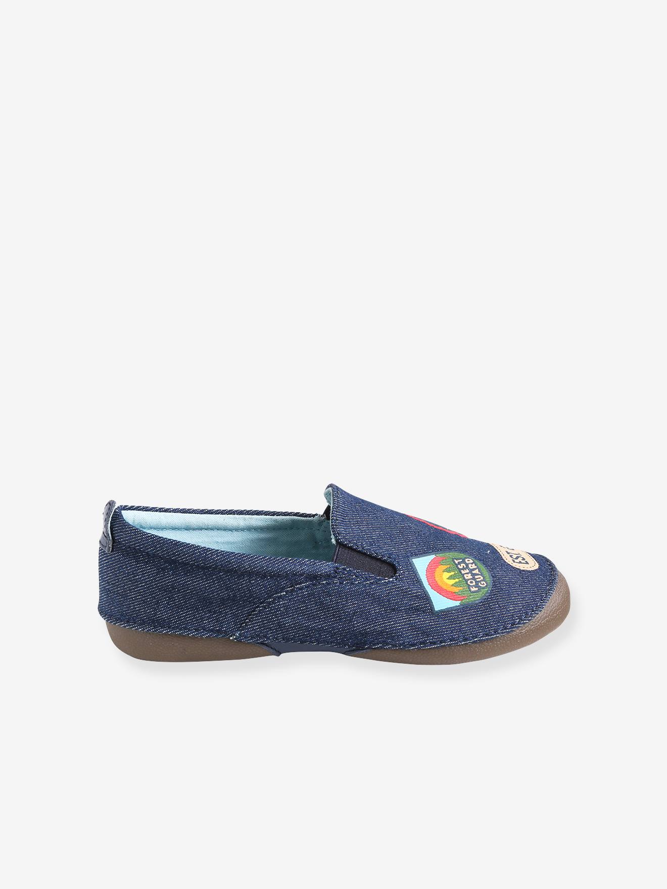 Chaussons élastiqués garçon en denim bleu denim
