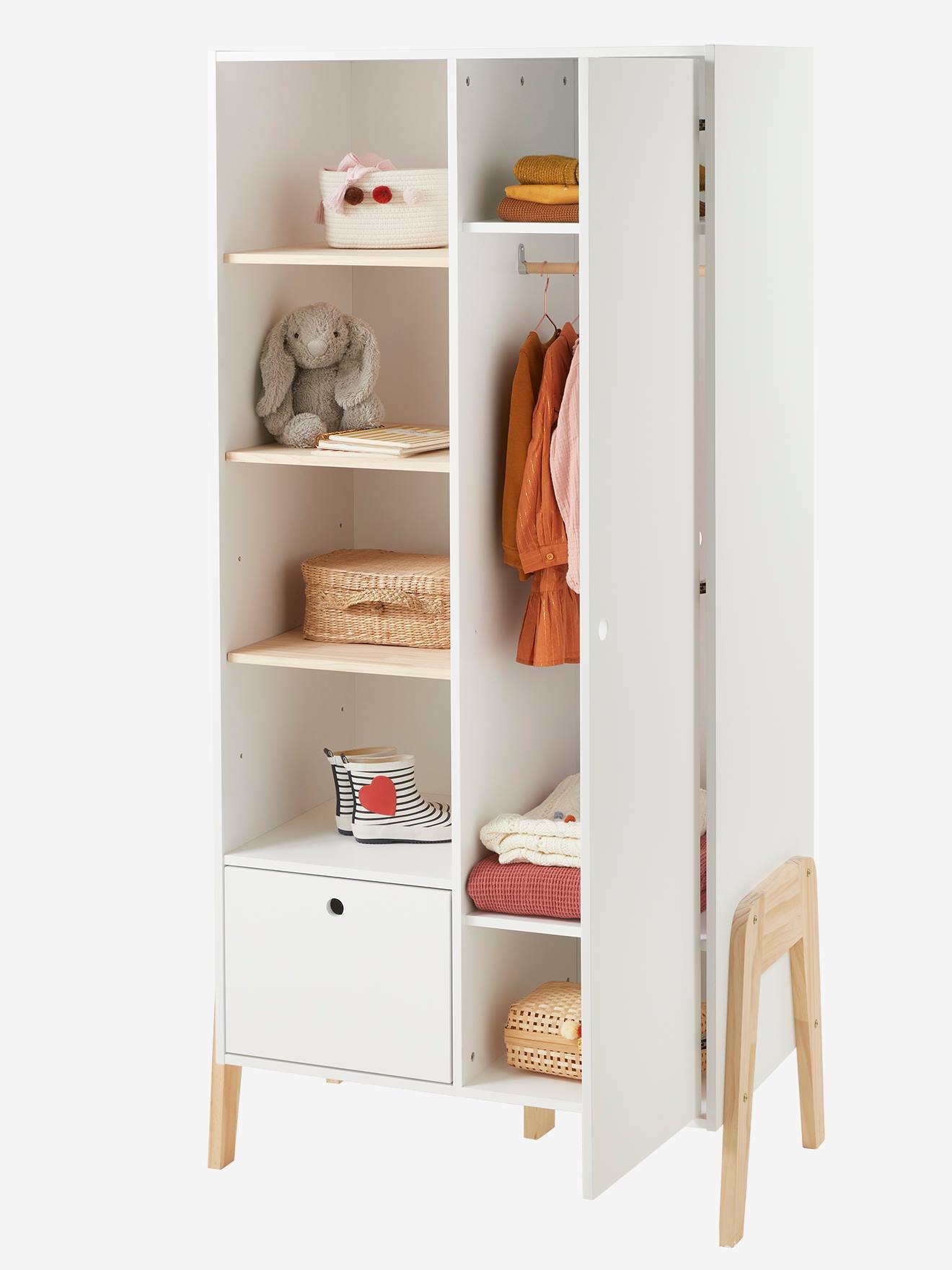 Vertbaudet Kinderzimmer Kleiderschrank RETRO - weiß