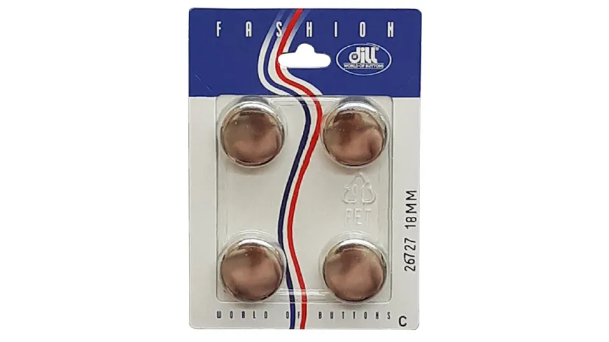 Dill Vollmetallknopf rund mit Öse Ø 18mm 4er Pack silber