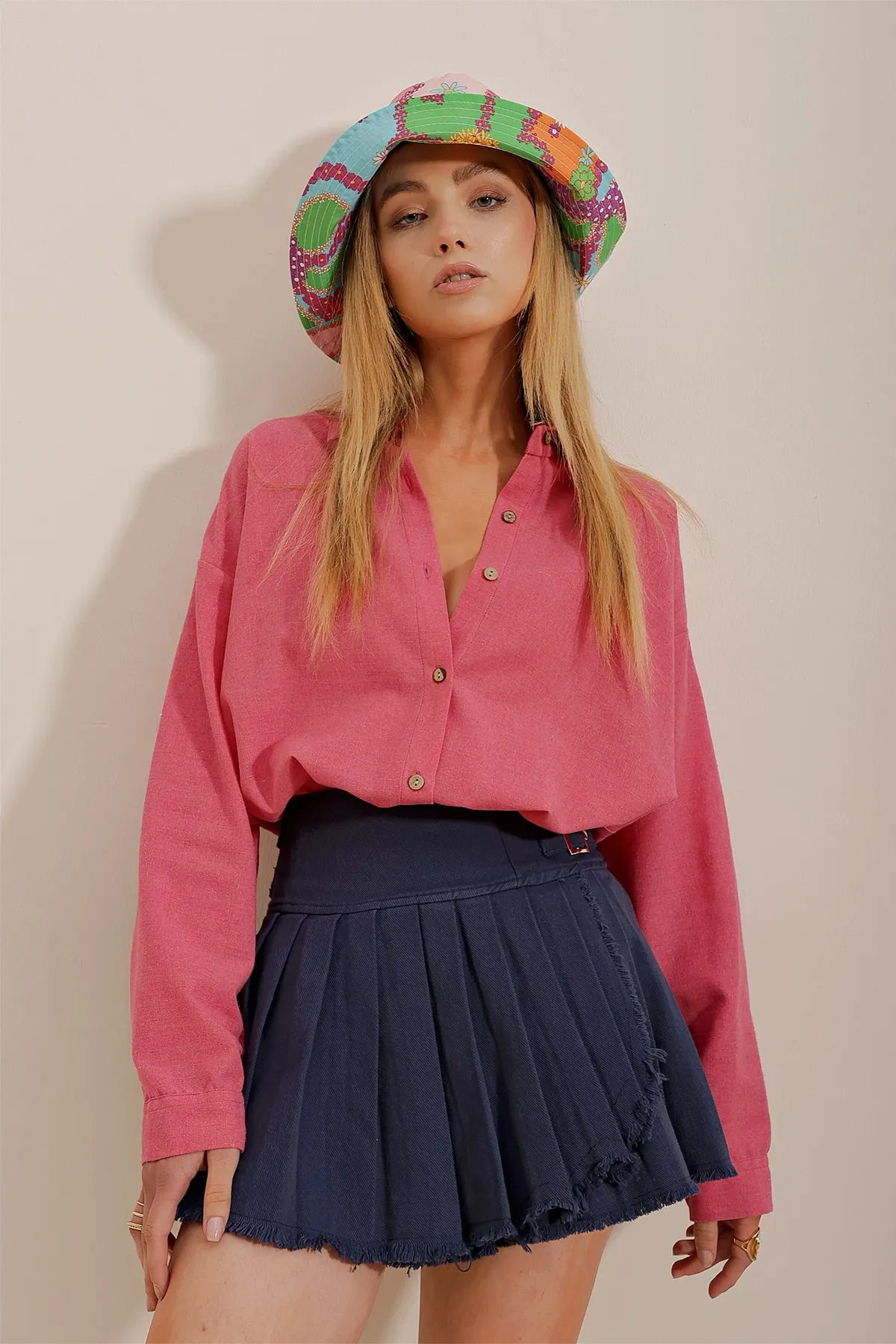 Trend Alaçatı Stili  Hemd - Rosa - Oversized