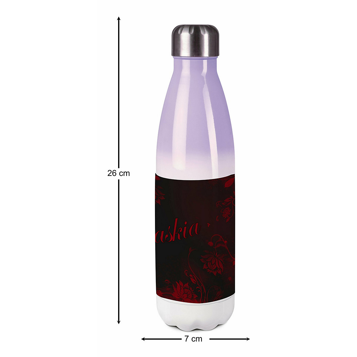 Edelstahl Kinder Thermoflasche / Trinkflasche bunt Blumenranke Farbe schwarz rot Spülmaschinenfest, Auslaufsicher, Bruchfest, Doppelwandig, Für Heißgetränke geeignet, Mit Deckel, Isoliert