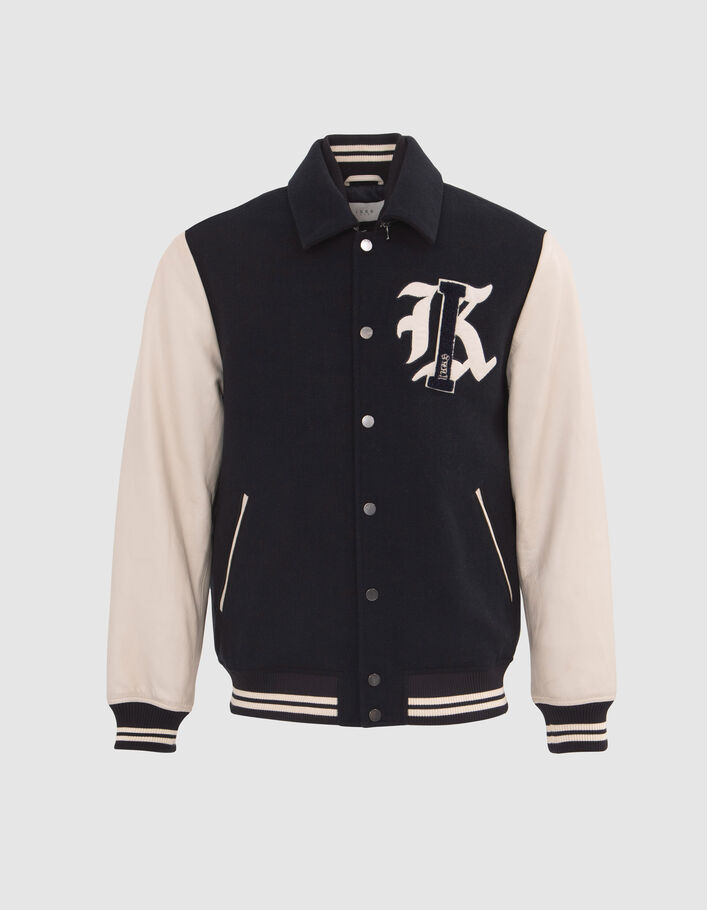 Teddy marine bi-matière avec maxi broderie Homme