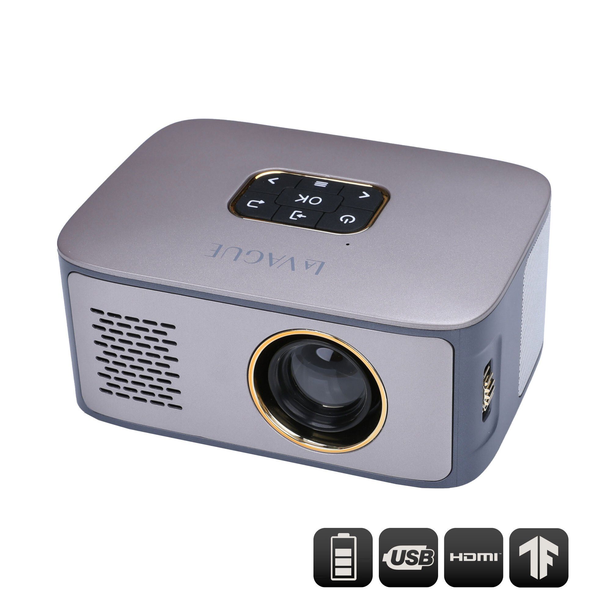 LA VAGUE LV-HD120 led-projektor mit integriertem akku LED-Beamer (600 lm, 1000:1, 1920 x 1080 px, LED-Projektor mit integriertem Akku)