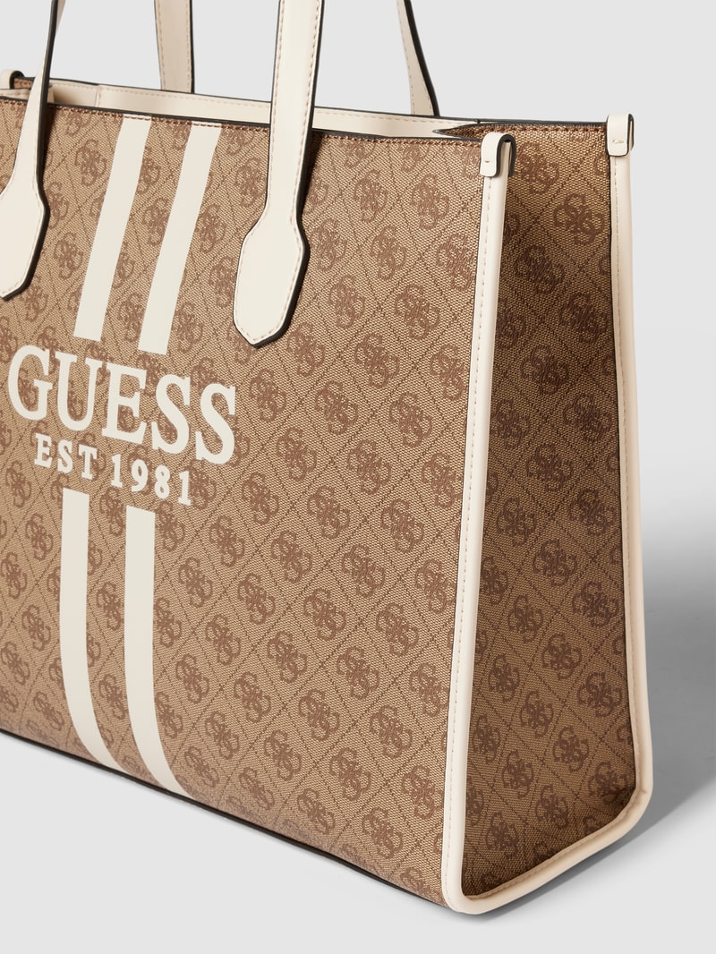 Tote Bag mit Label-Print Modell 'SILVANA GIRLFRIEND' in taupe
