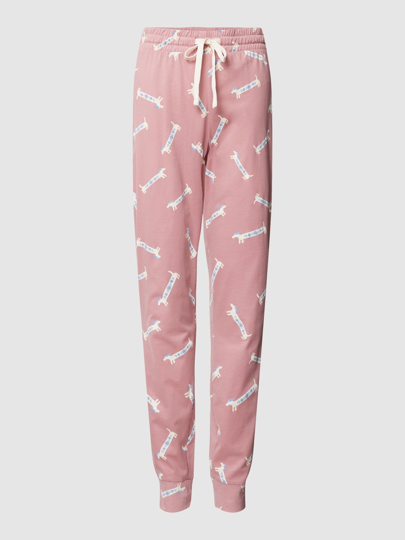 Pyjama-Hose mit Allover-Print in rosa