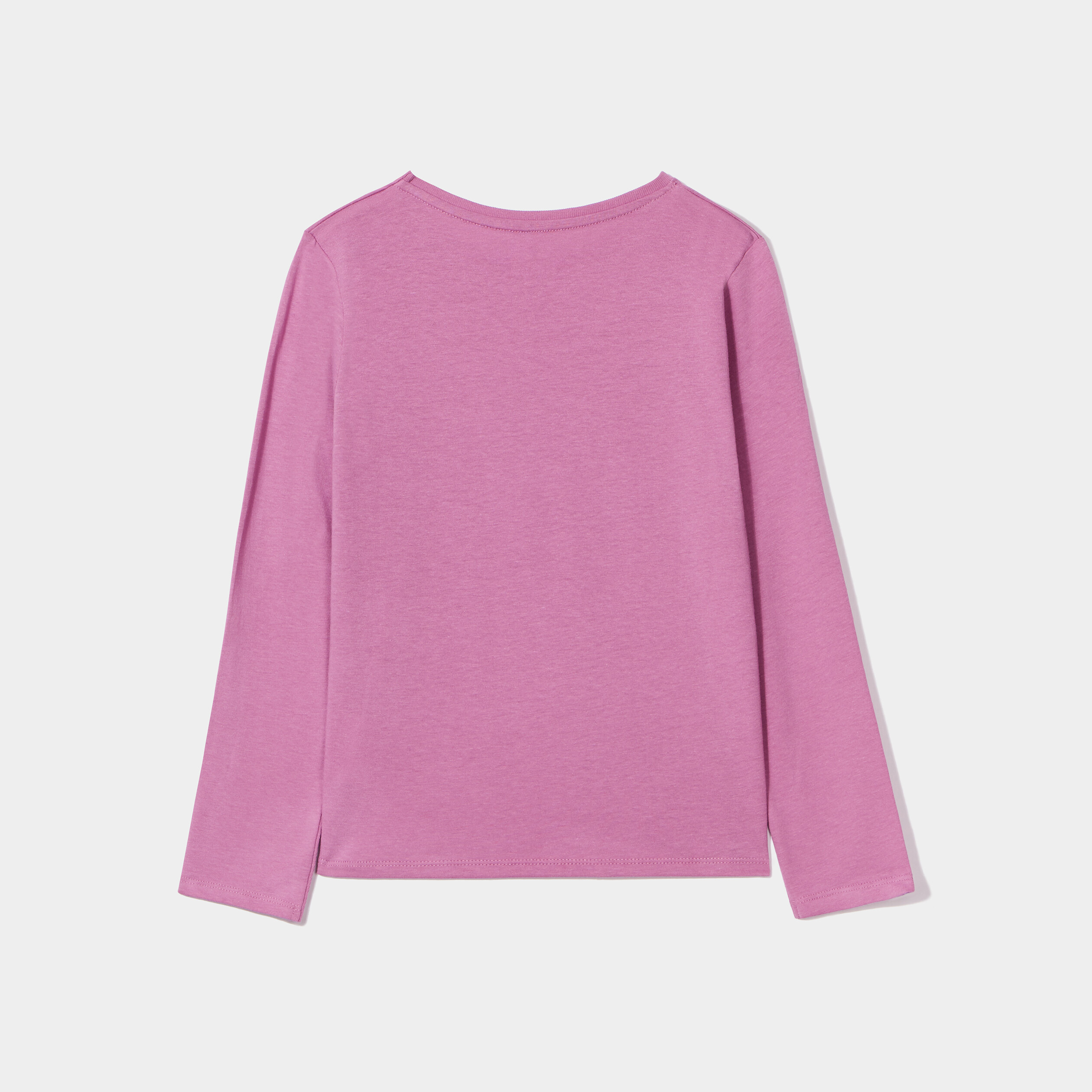 T-shirt col rond manches longues coton violet fille | La Halle
