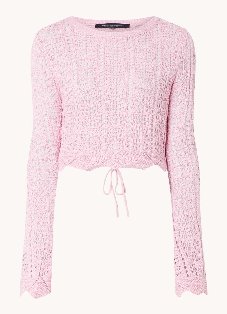 French Connection Nolan crop top with tie belt and openwork design