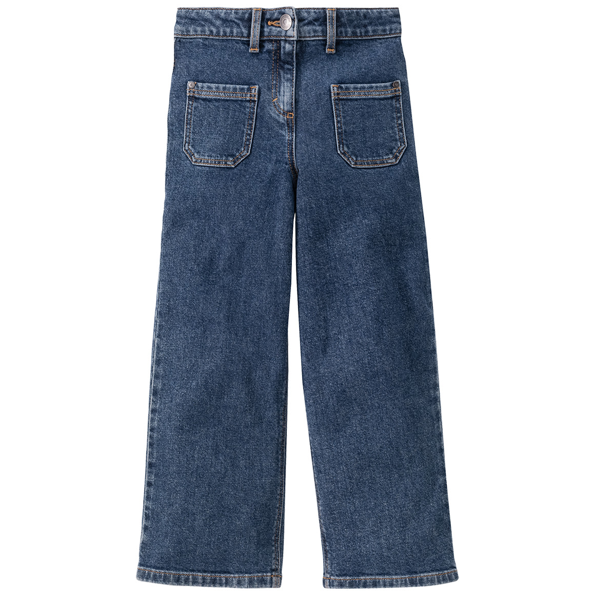 Mädchen Wide-Leg-Jeans mit verstellbarem Bund