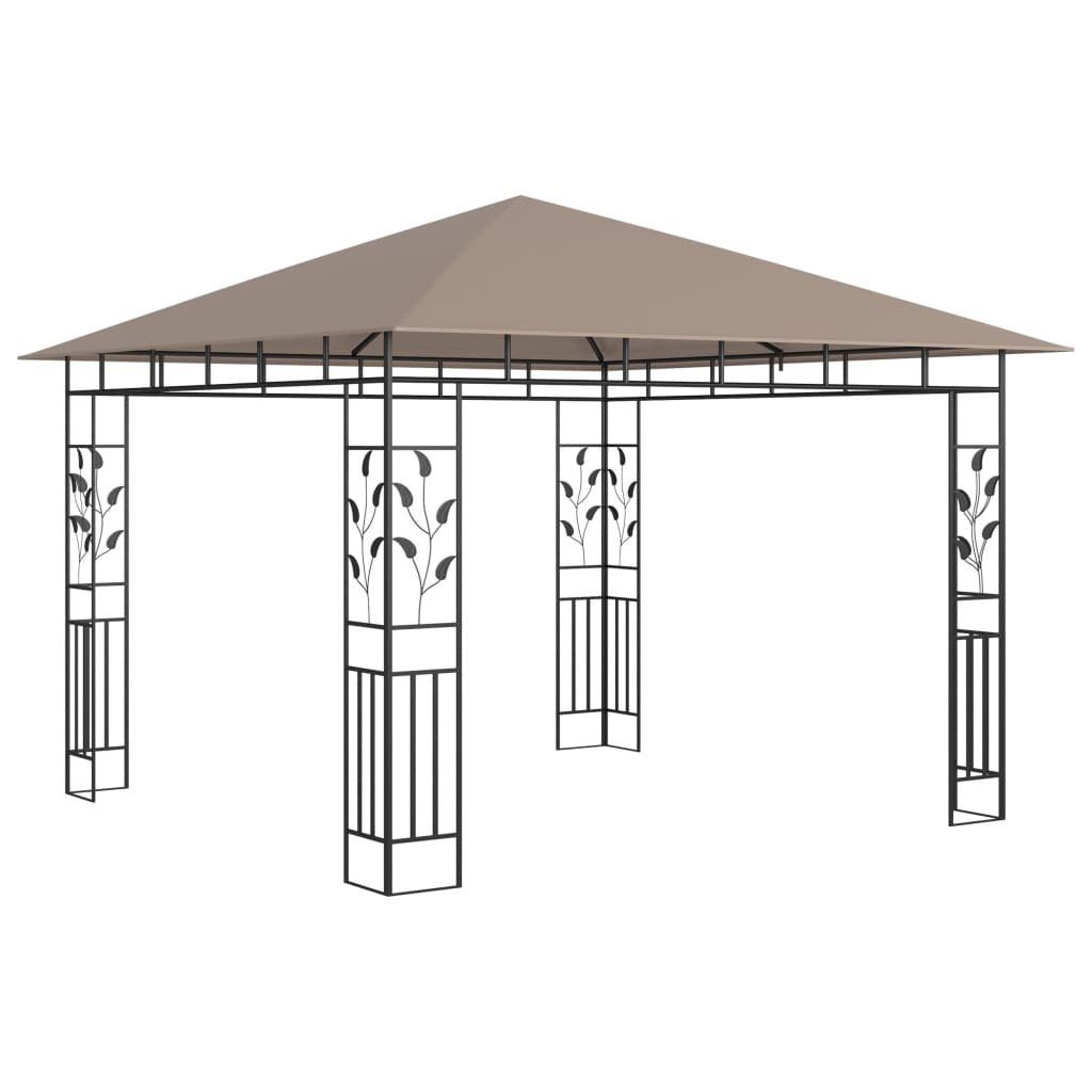 vidaXL Partyzelt Pavillon mit Moskitonetz & LED-Lichterkette 3x3x2,73 m Taupe