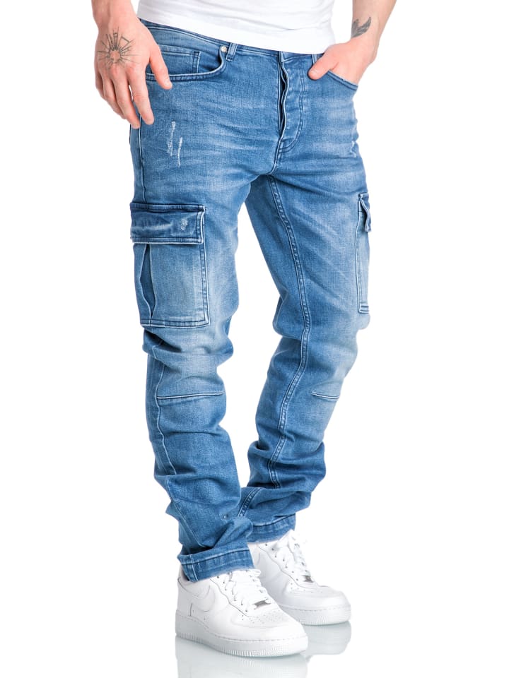 Amaci&Sons Regular Slim Cargo Jeans MIAMI in Hellblau günstig kaufen