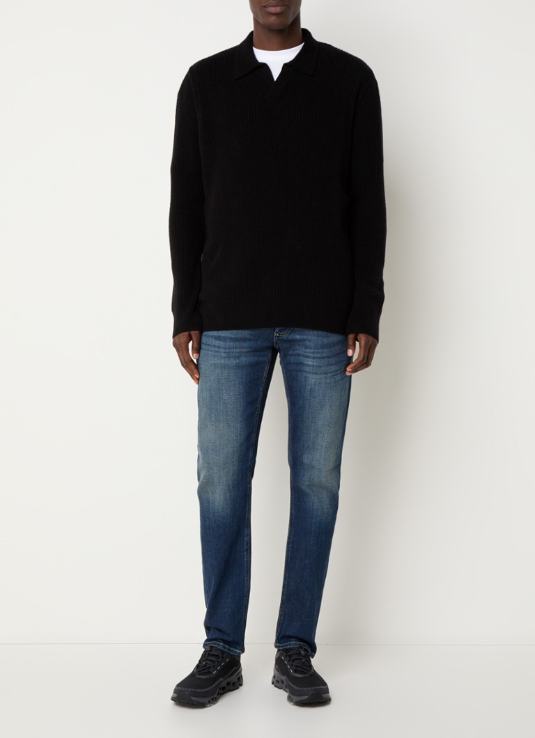 Denham Rib-knitted pullover with collar