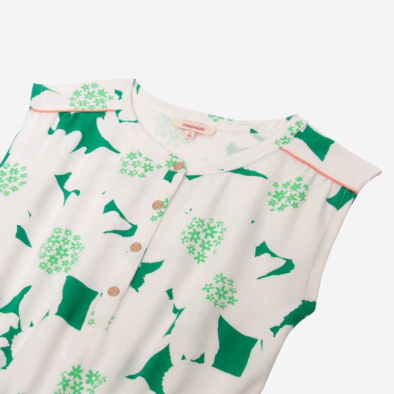 Robe T-shirt fille maxi fleurs verte Catimini