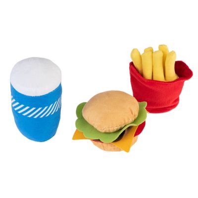 Hundespielzeug Squeaky Burger Menü