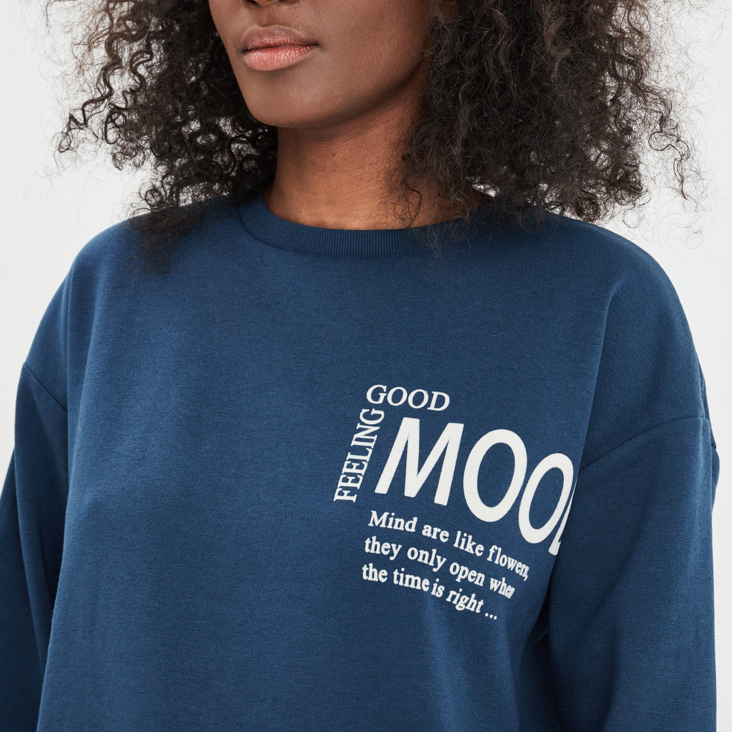Sweat col rond manches longues bleu pétrole femme | La Halle