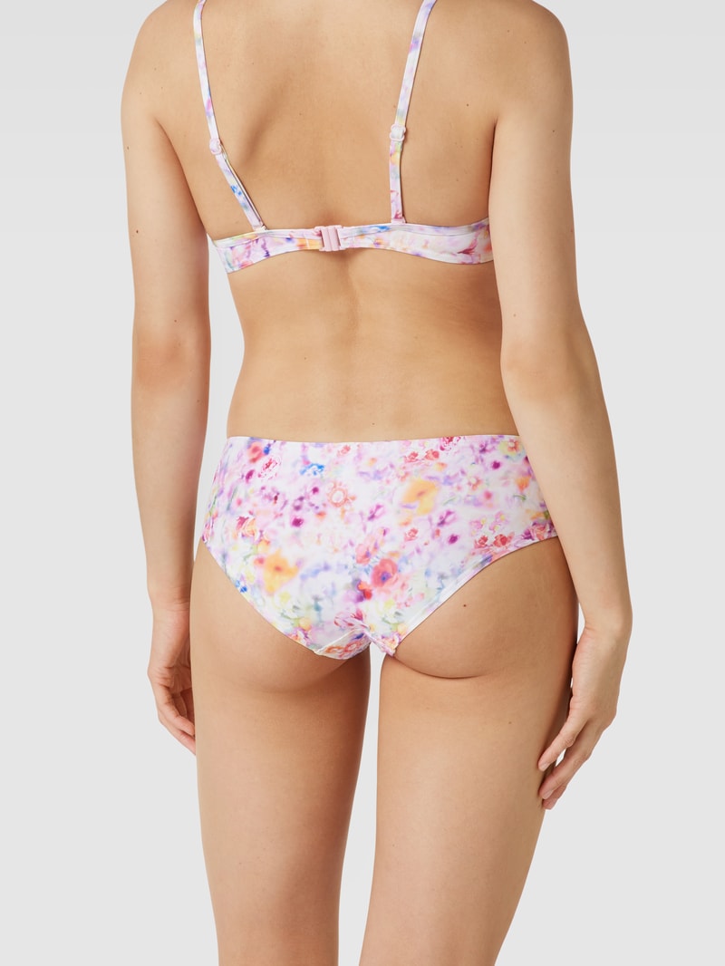 Bikini-Hose mit floralem Allover-Muster in blau