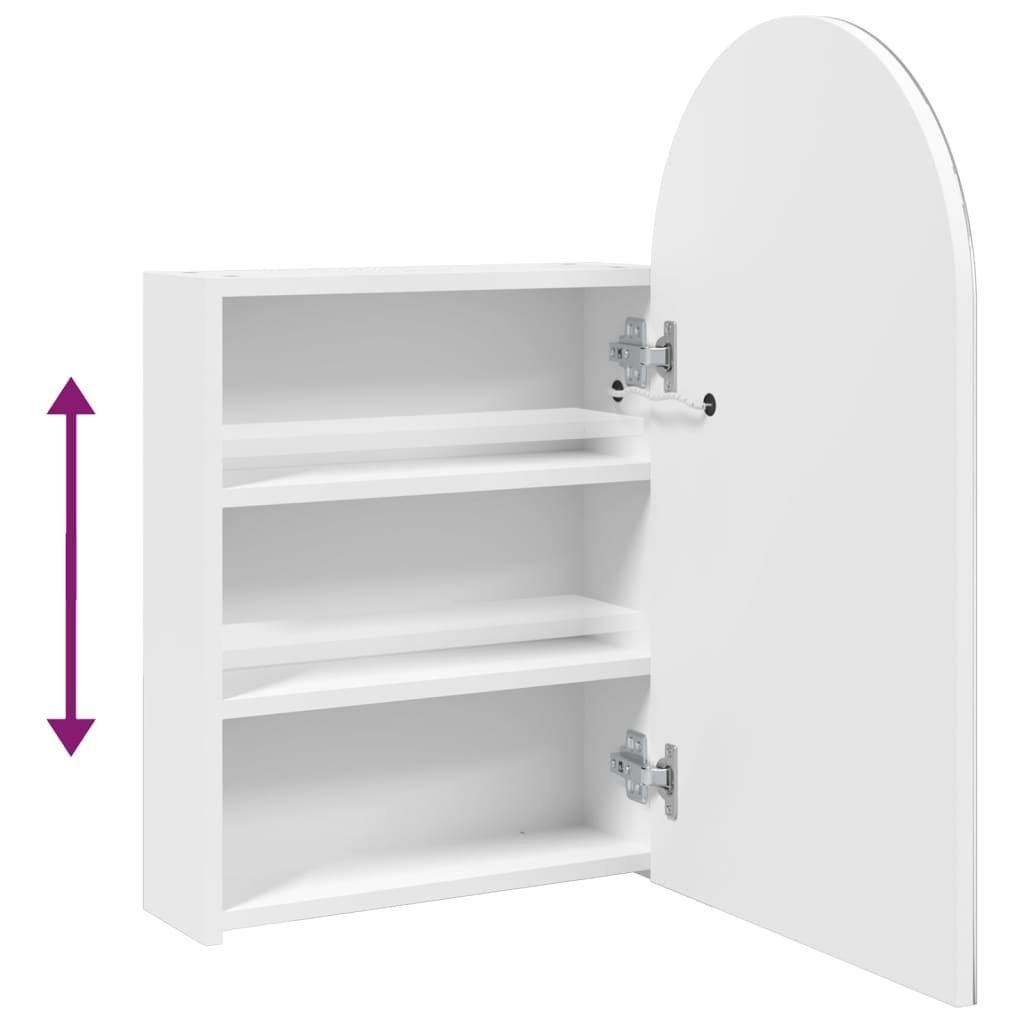 vidaXL Badezimmerspiegelschrank Spiegelschrank mit LED-Beleuchtung Gewölbt Weiß 42x13x70 cm (1-St)