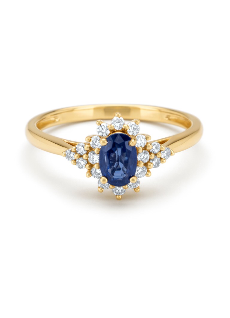 Diamond Point Yellow gold ring, 0.60 ct blue sapphire, Eden