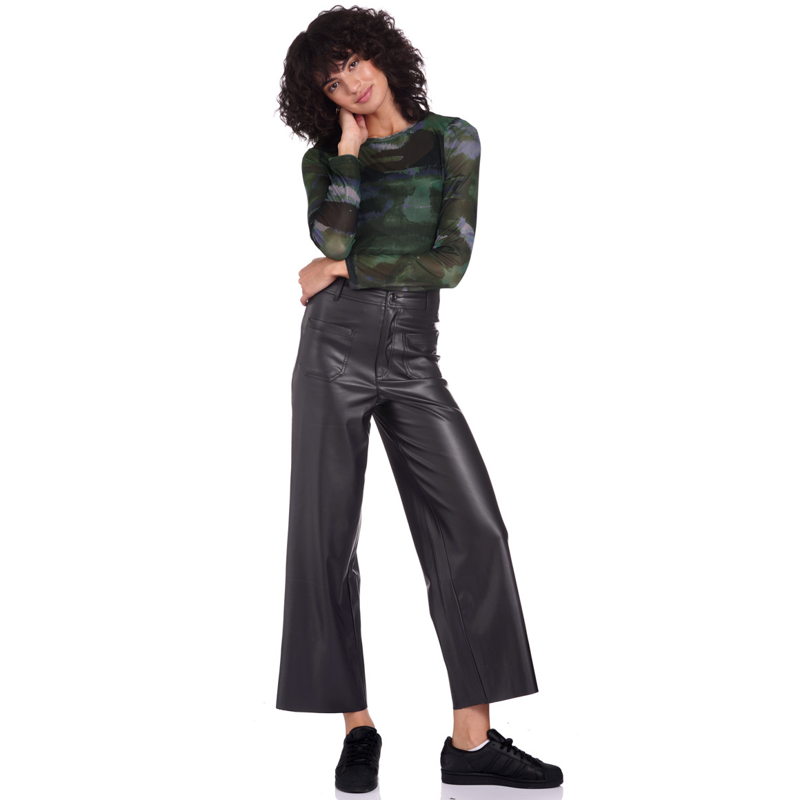 Damen Langarmshirt in semitransparenter Optik