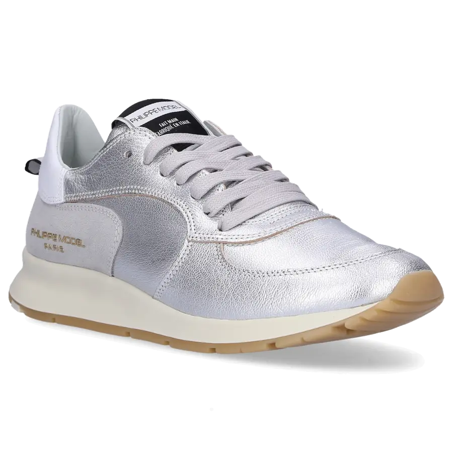 Philippe Model - Sneaker low MONTECARLO Kalbsleder Logo silber - grau