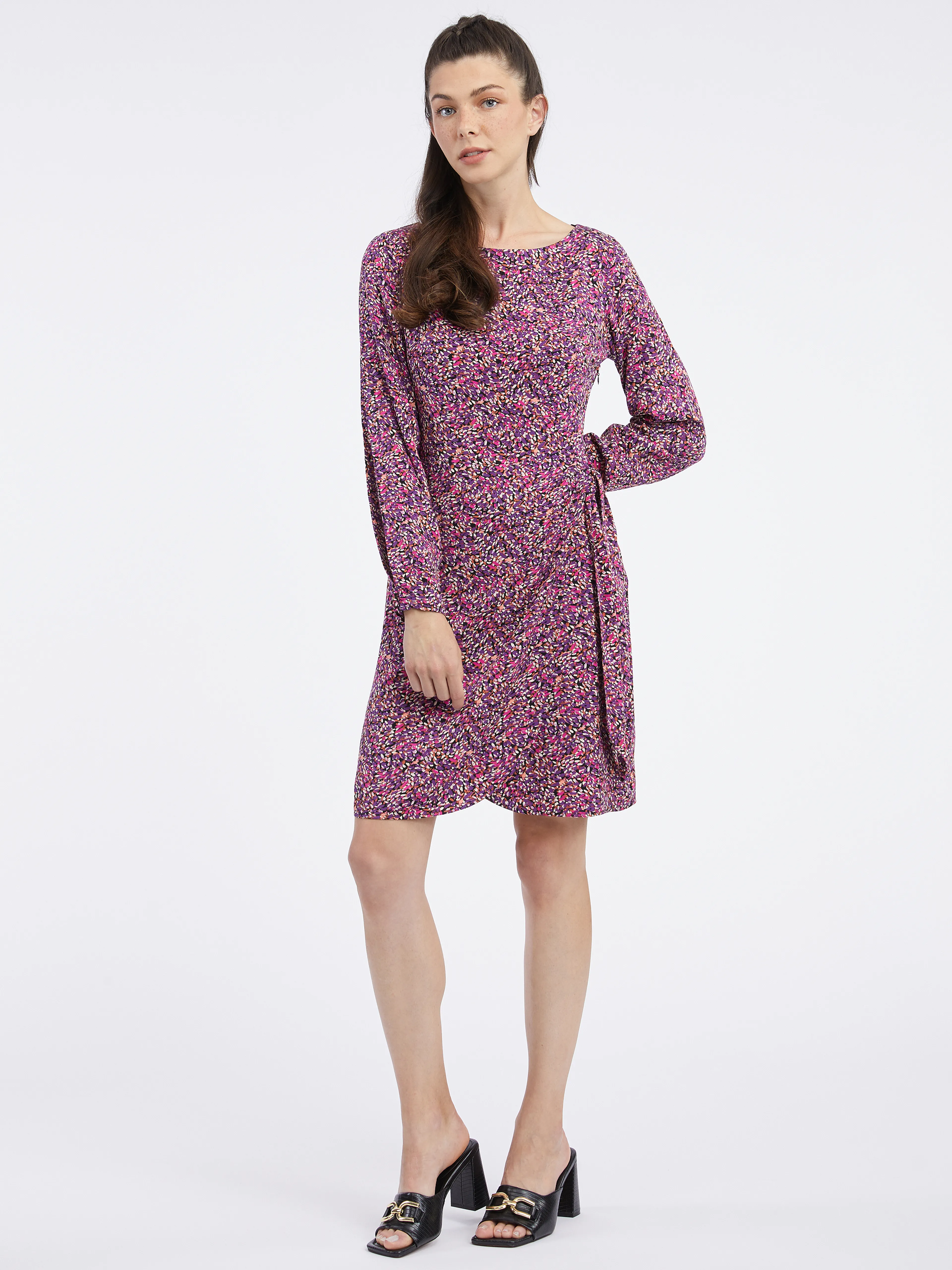 Rosa und lila gemustertes ORSAY-Damenkleid