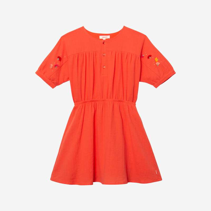 Robe fille armurée orange brodée Catimini
