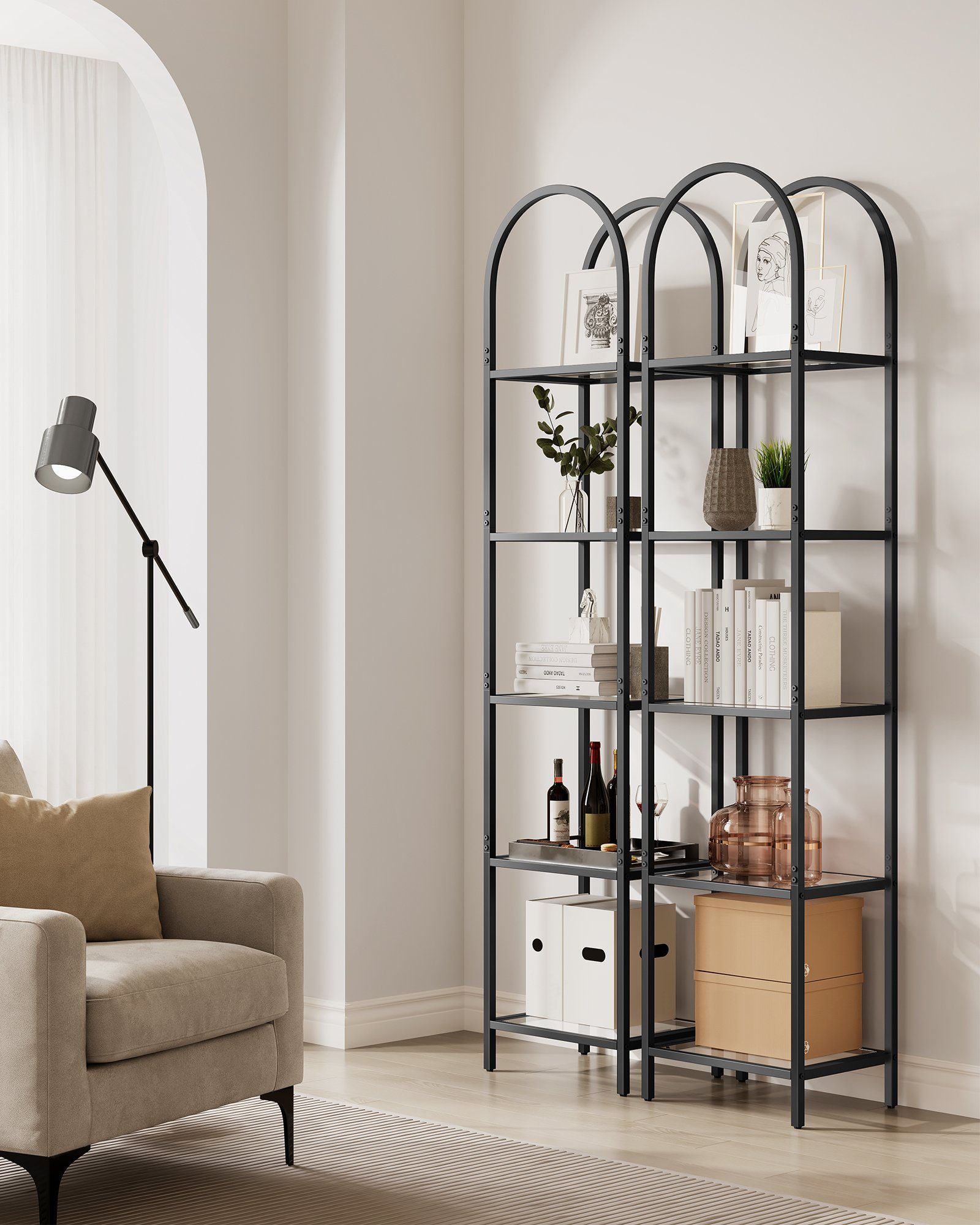 VASAGLE Bücherregal Standregal, 1-tlg., mit 5 Ebenen, Höhe 183,5cm