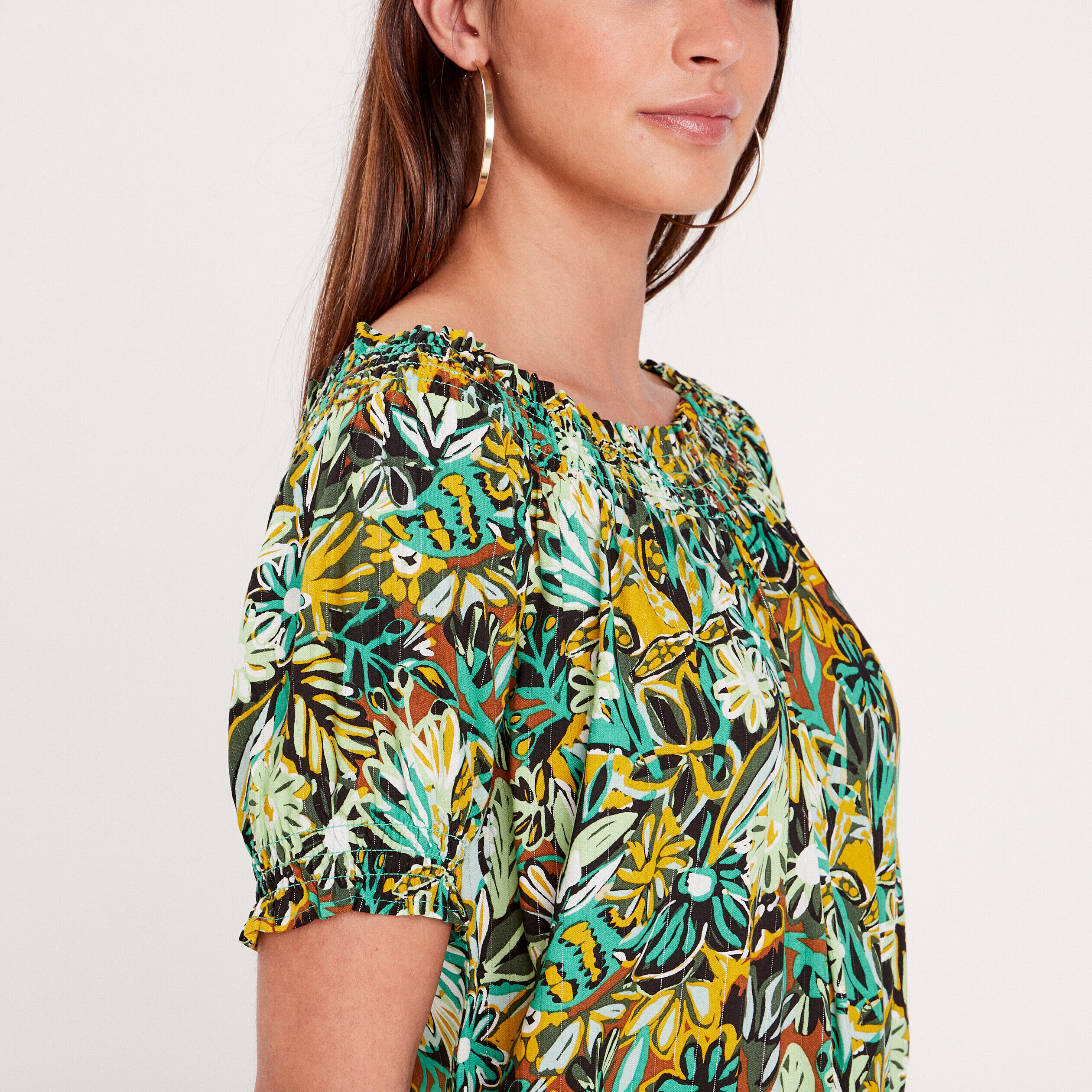 Blouse col bardot jaune foncé femme | Cache Cache