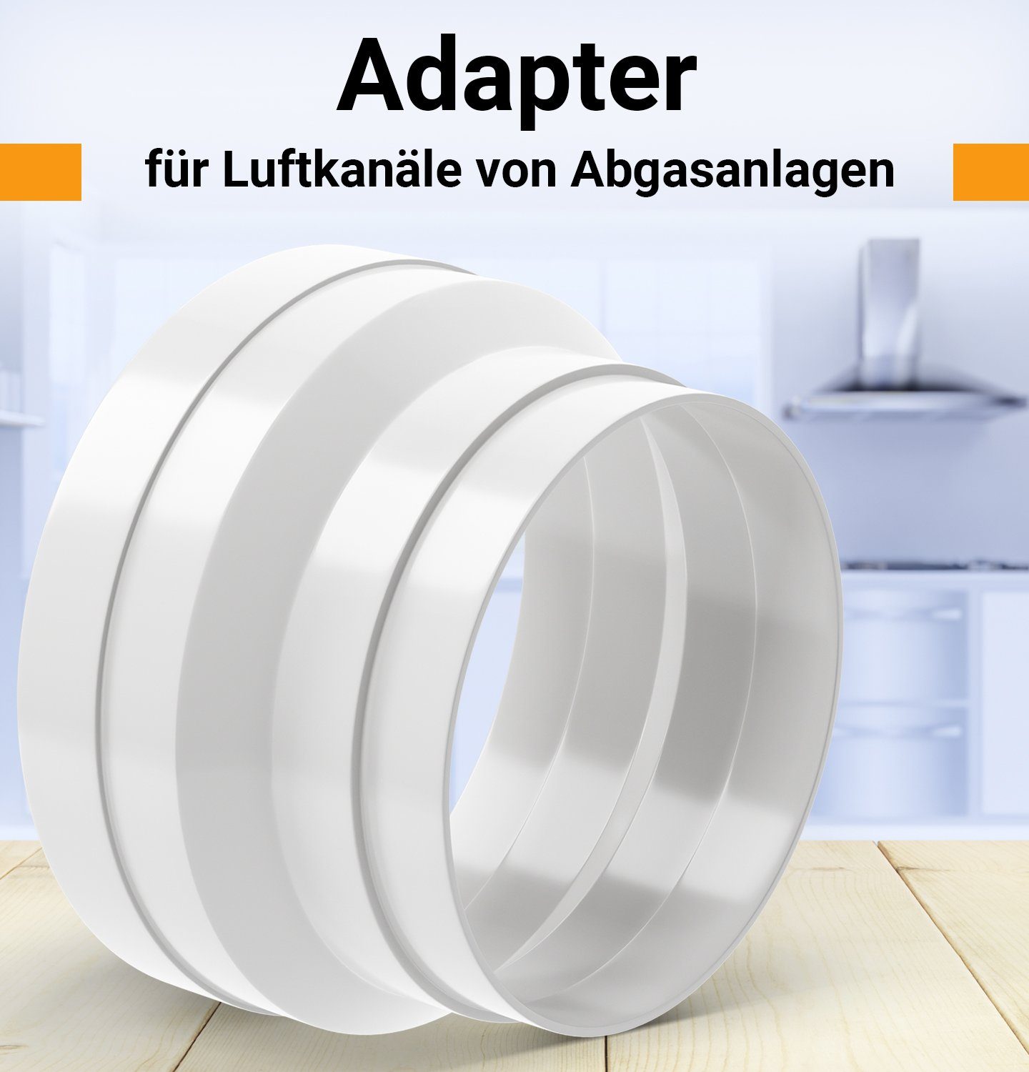 VIOKS Schlauchadapter 125/150erR, (1-St), Reduzierstück für Abluftrohr Dunstabzugshaube