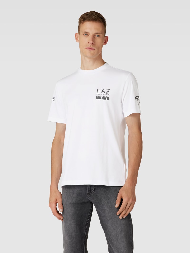 T-Shirt mit Label-Print in weiß