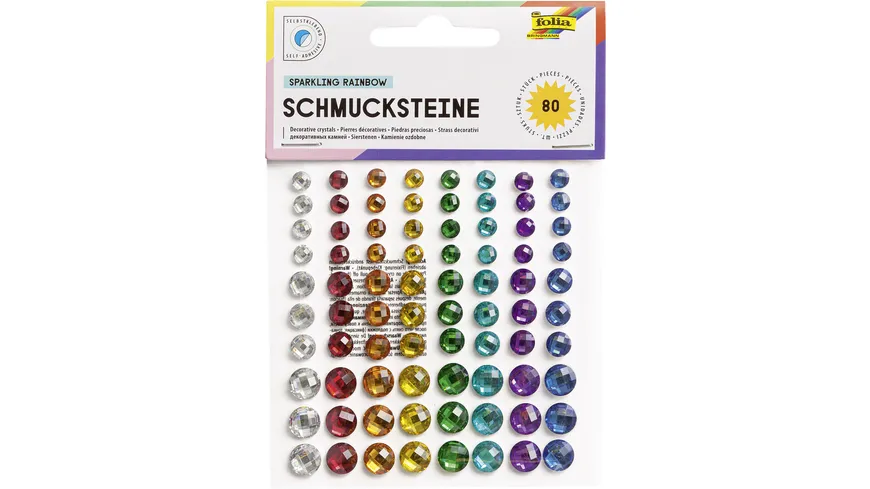 folia Schmucksteine selbstklebend rainbow 80 Stück