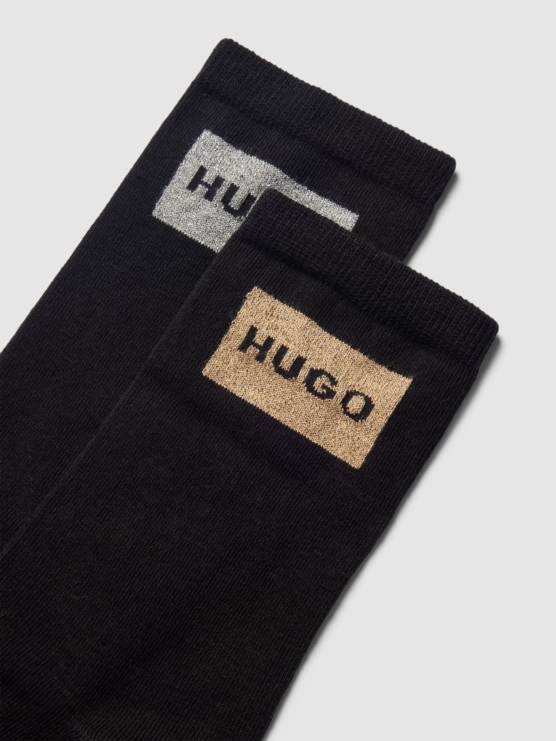Socken mit Label-Detail im 2er-Pack in schwarz