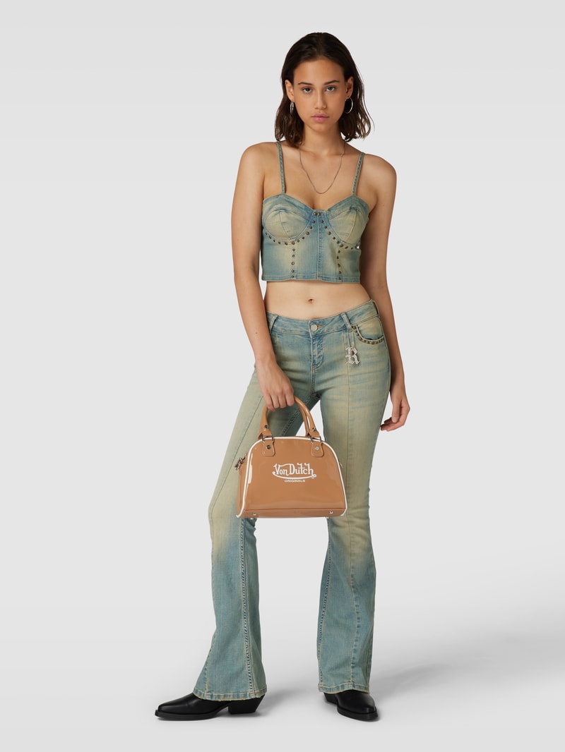 Bowling Bag mit Label-Print Modell 'KAILEN' in beige