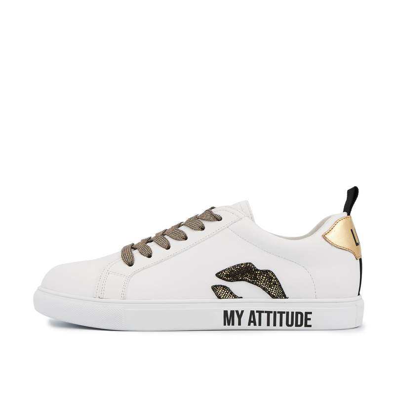 Baskets en cuir Betty love gang gratitude my attitude gold