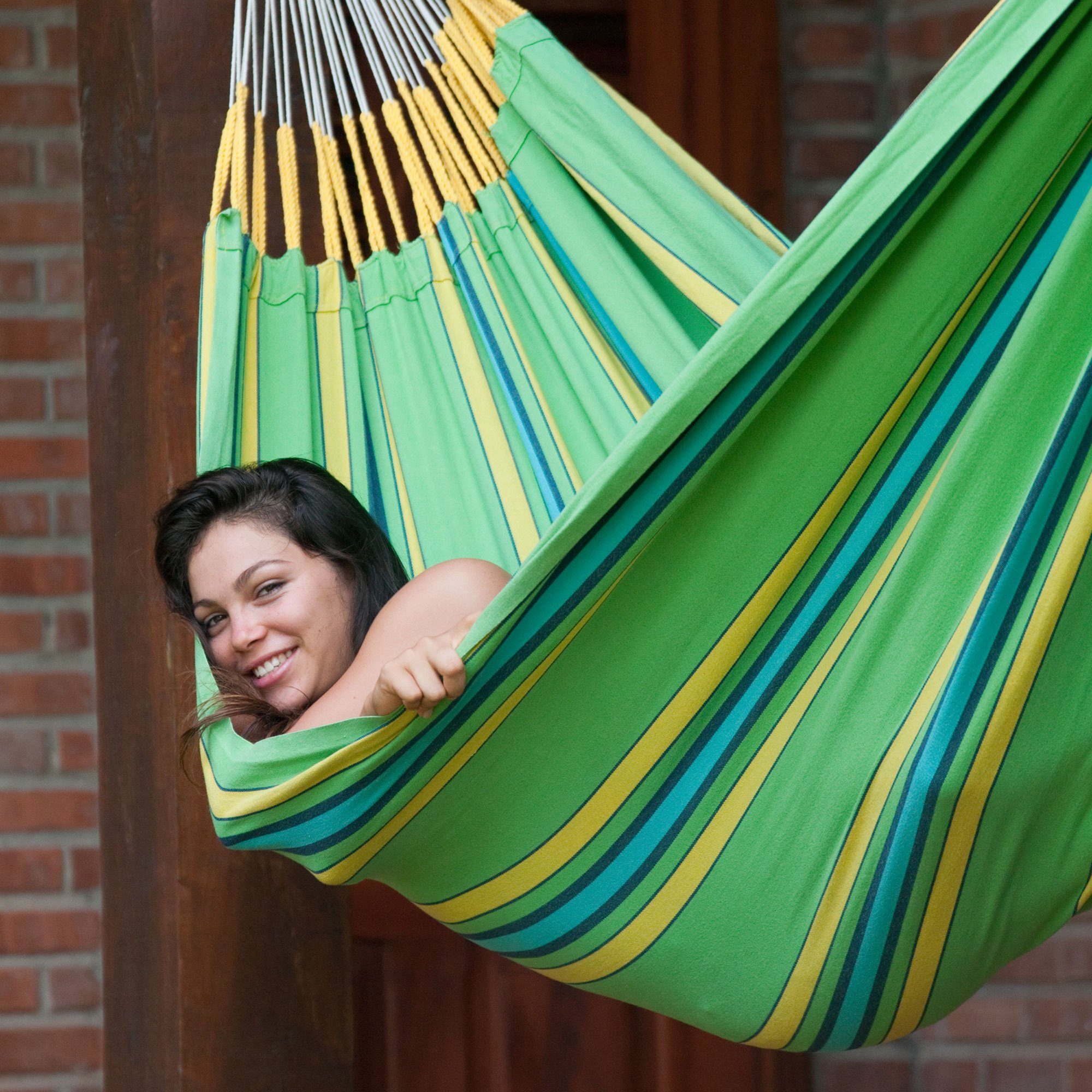 La Siesta Hängematte Doppel Hängematte Currambera kiwi grün La Siesta Tuchhängematte, Hochwertige Qualität
