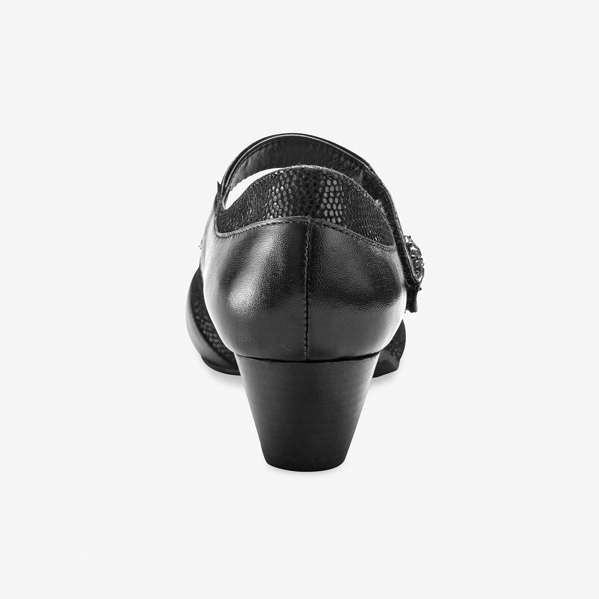 Babies en cuir à talon, largeur confort