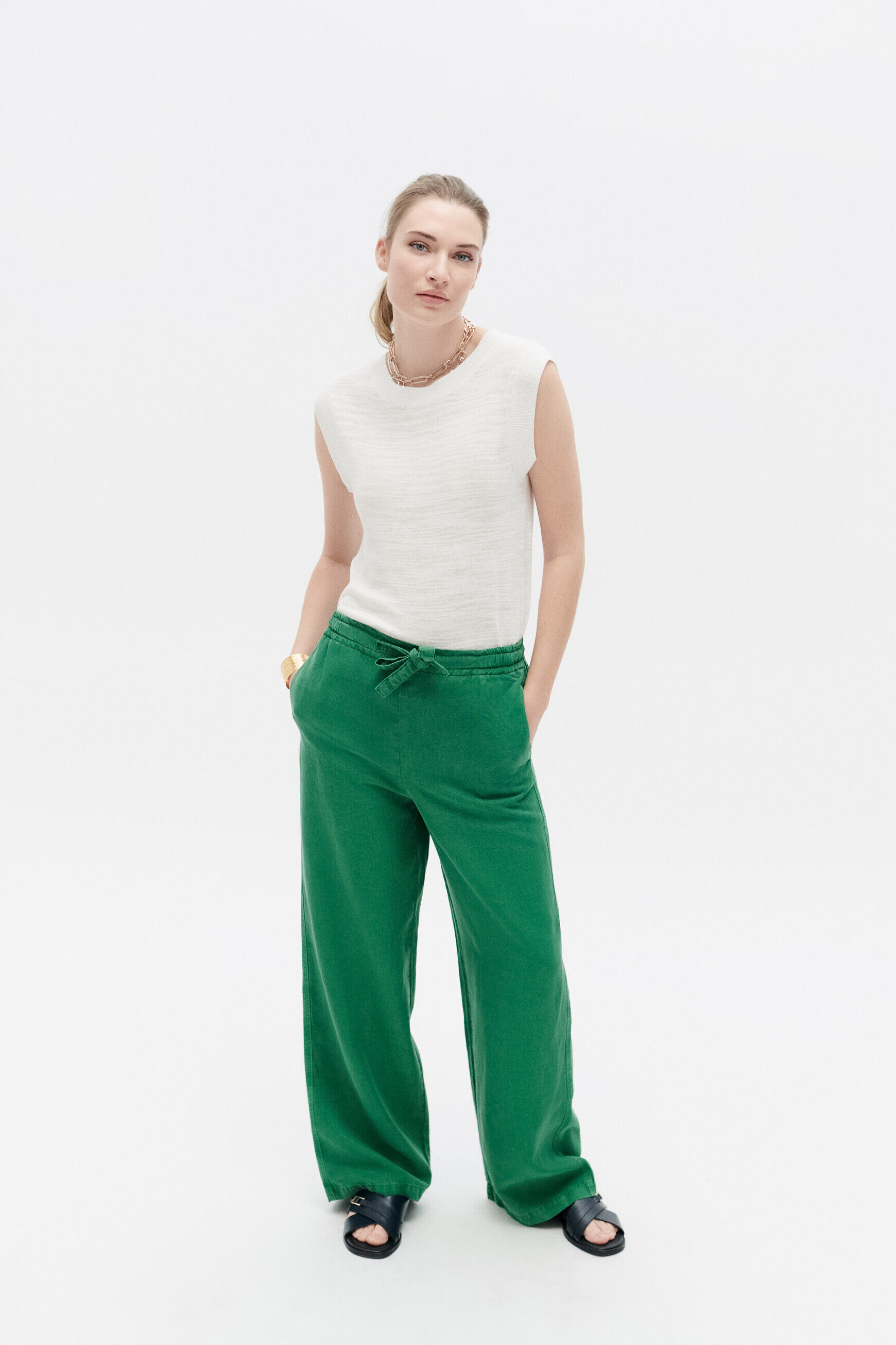 Pantalon pbergame vert menthe femme