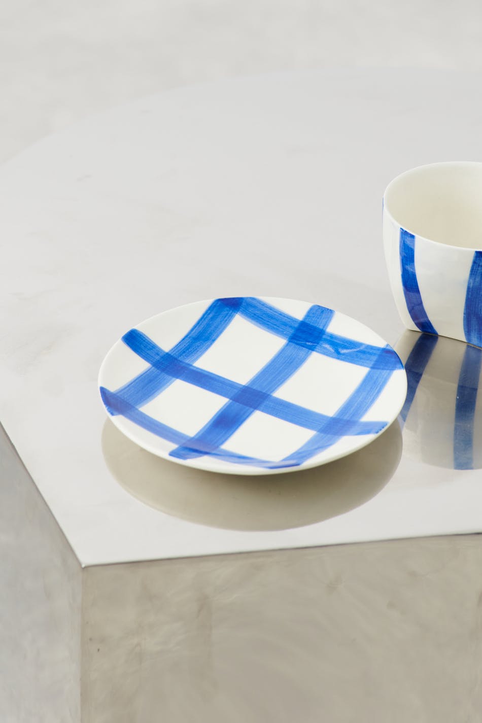 Checked small ceramic plate