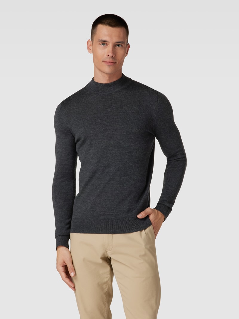 Strickpullover mit Rollkragen in anthrazit meliert