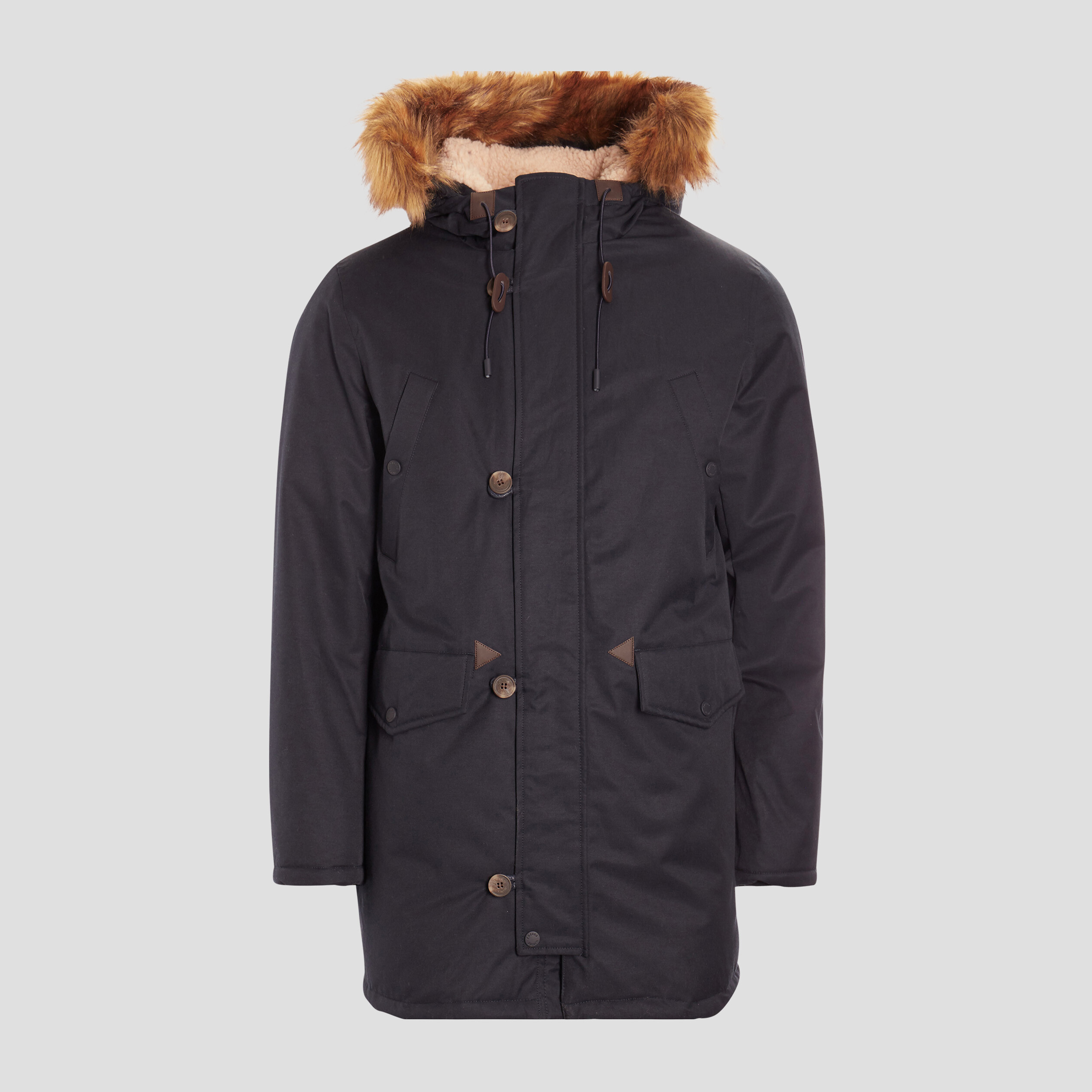Parka droite à capuche bleu marine homme | La Halle