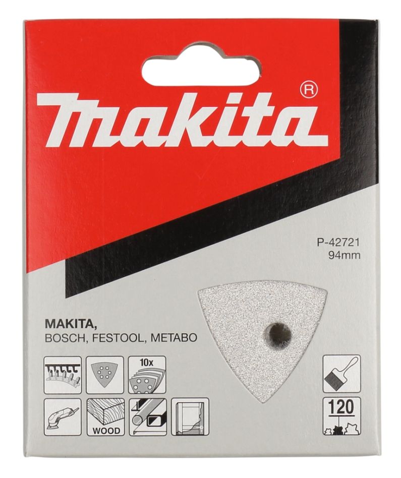 Akcesoria Makita P-42721 Papier ścierny 94x94 mm Ziarnistość 120 BIAŁY 10 szt.