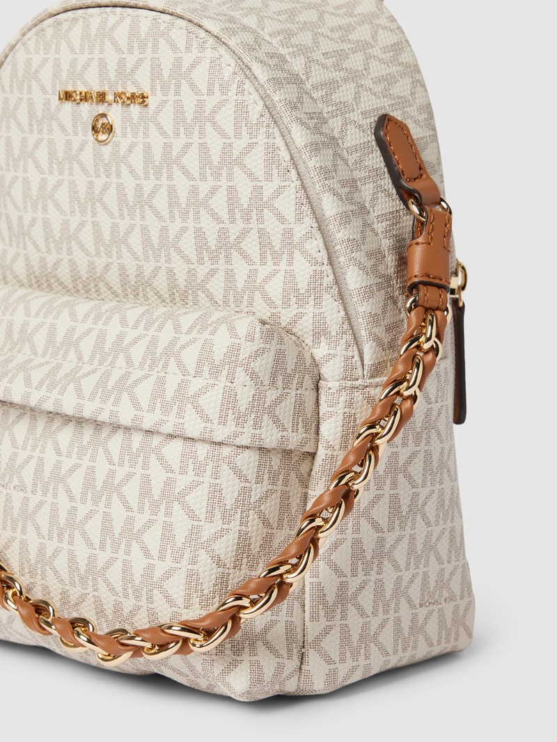 Rucksack mit Allover-Logo Modell 'SLATER' in ecru