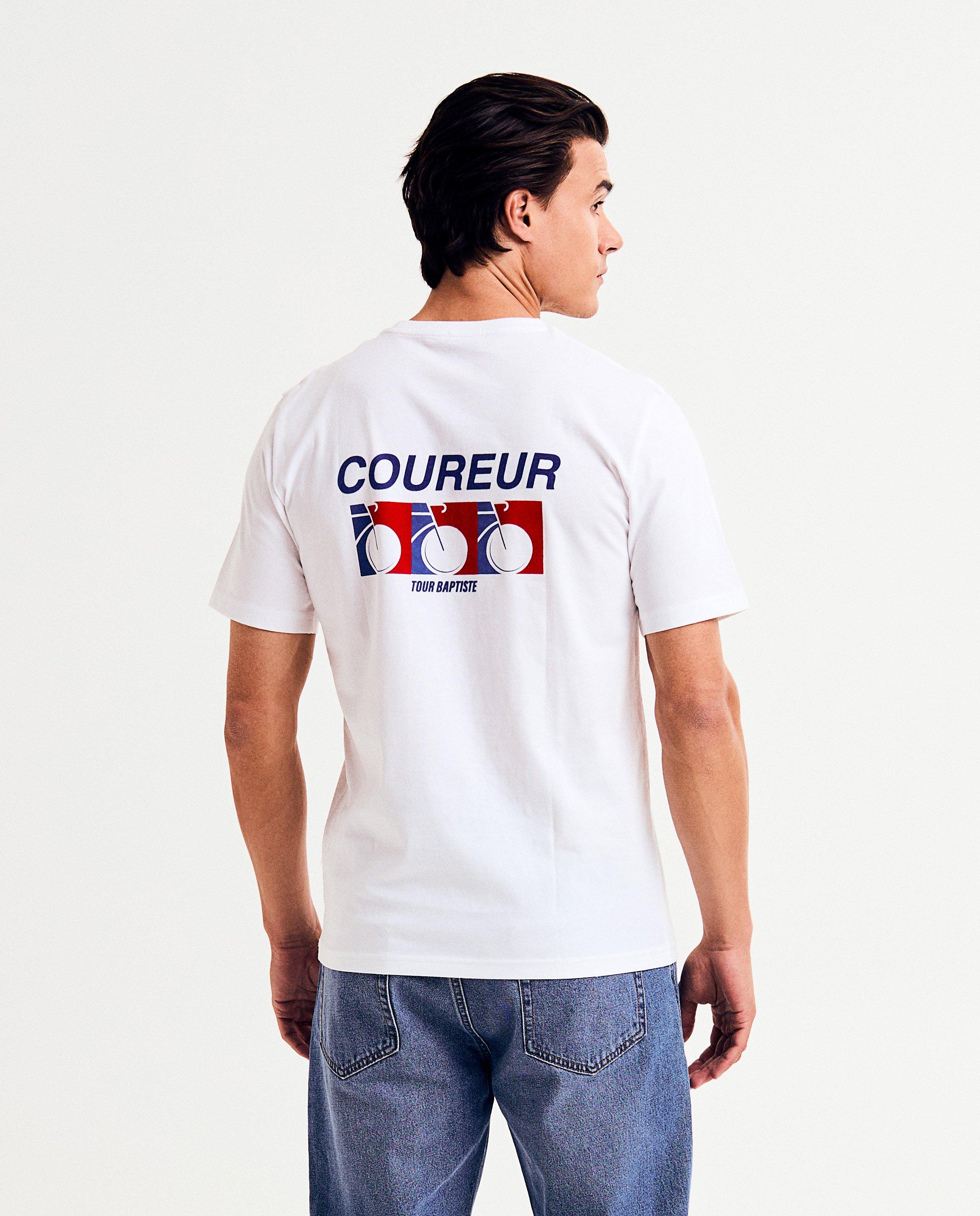 Baptiste organikus pamut póló hátul mintával, unisex, S-XXXL, fehér