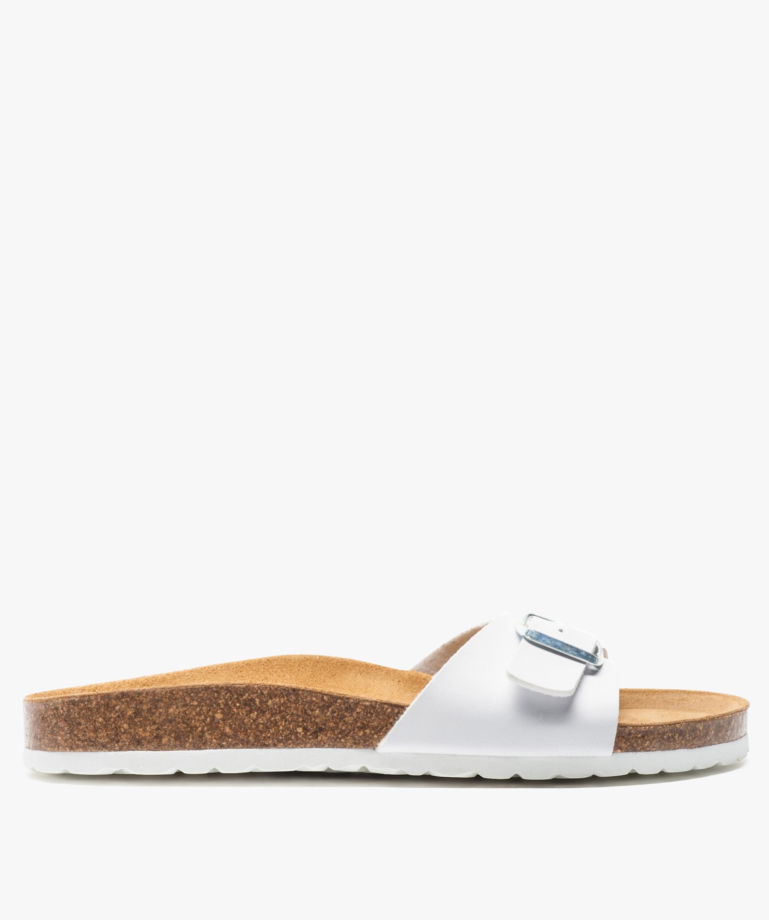 Mules femme à talon plat et large bride ajustable blanc | GEMO
