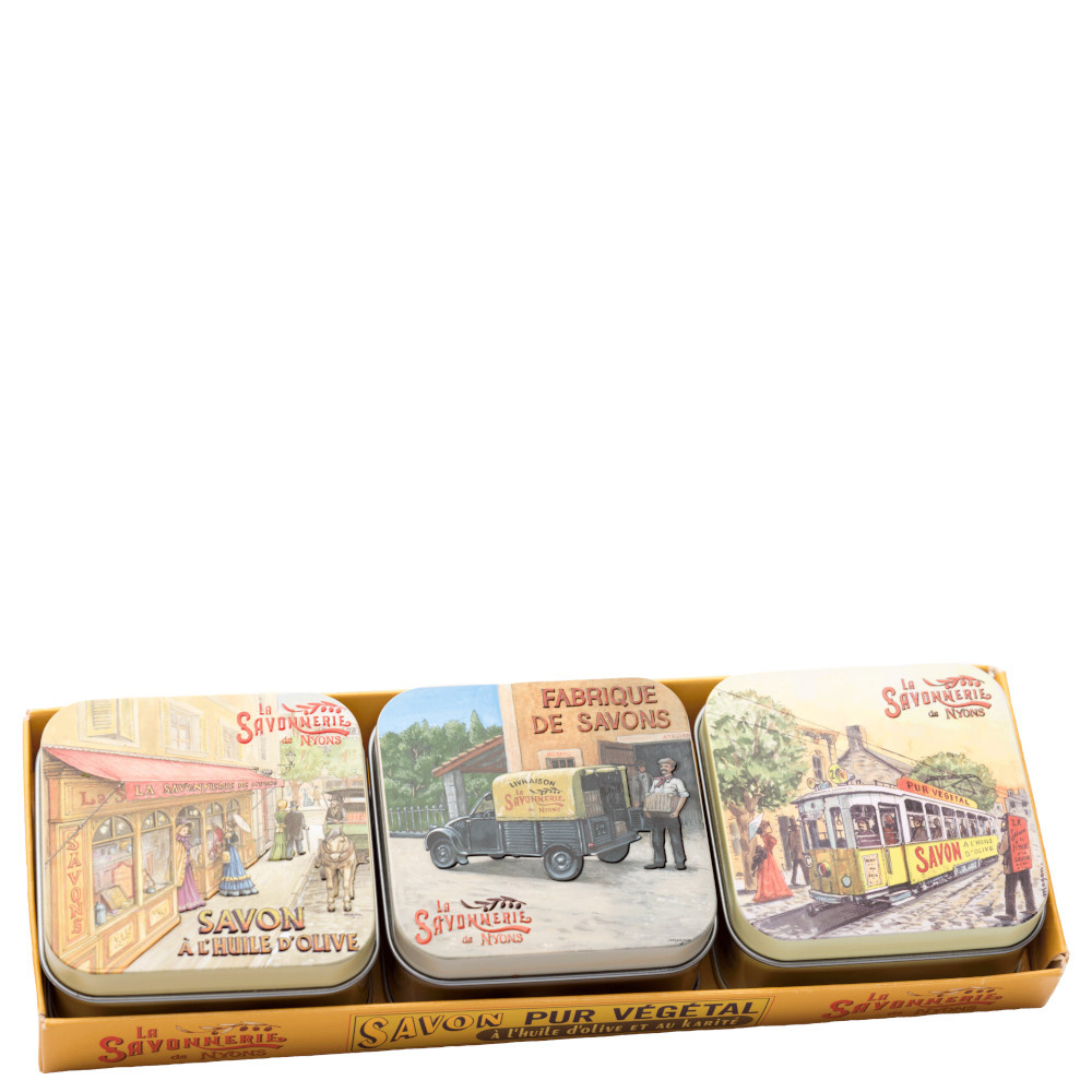 La savonnerie de nyons Lot de 3 Boîtes à Savon Fleur de Coton 100g Années 30 Savon