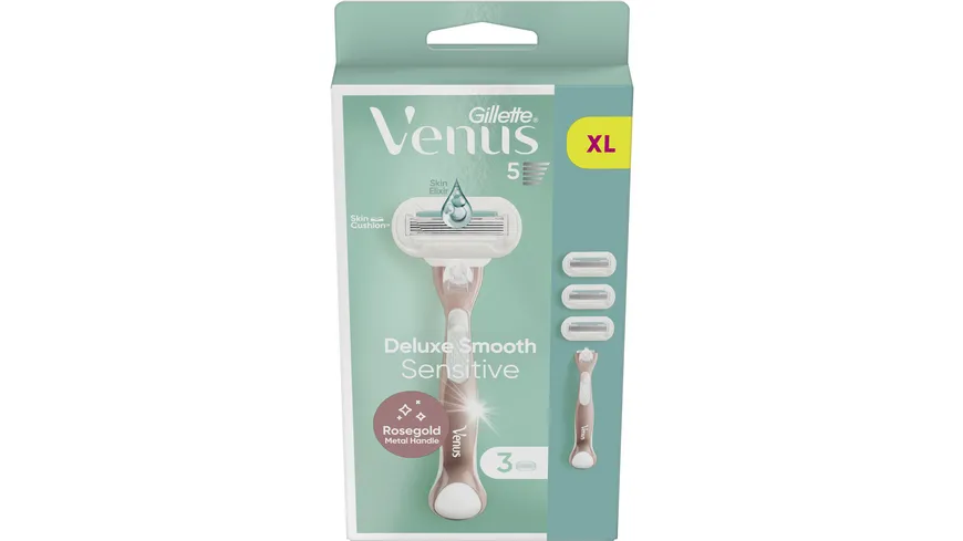 Gillette Venus Klingen + Rasierer Deluxe Smooth Sensitive Rosegold