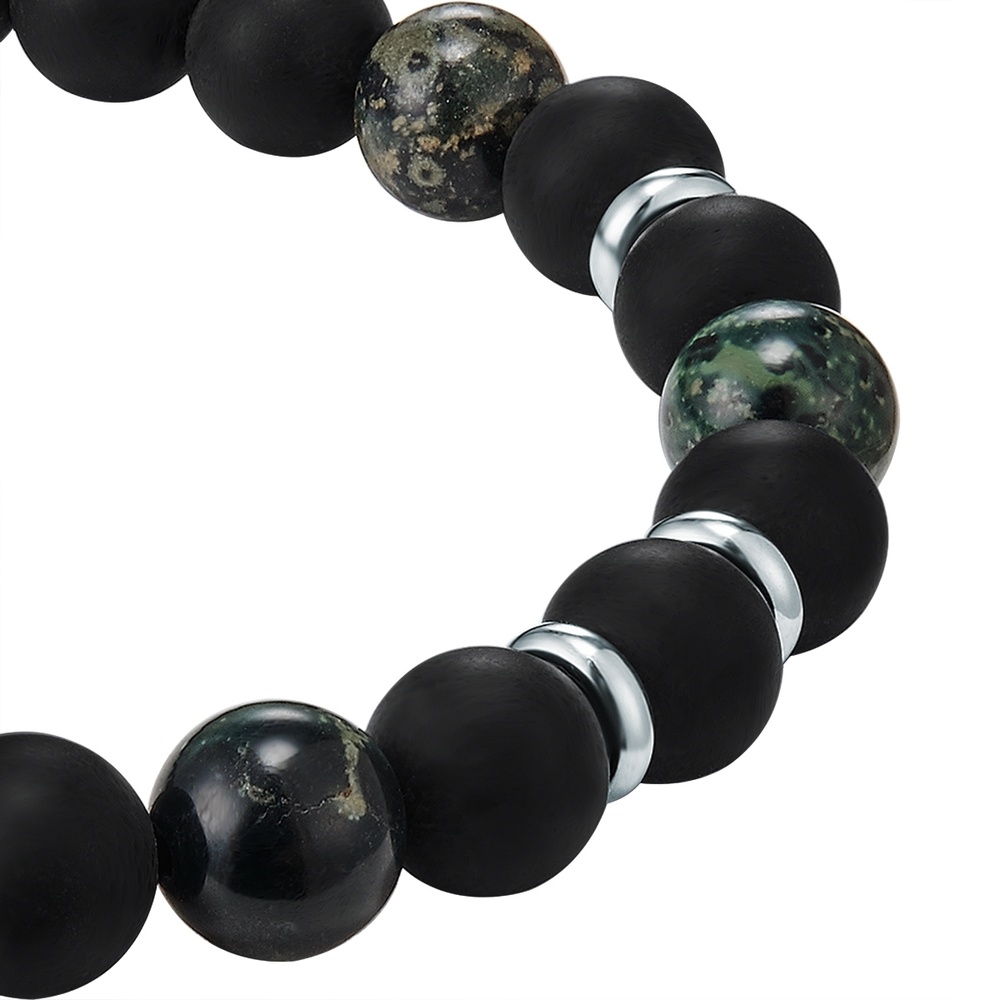 True Rebels Bracelet en pierres précieuses Bird Stone Agate en Noir Bracelet