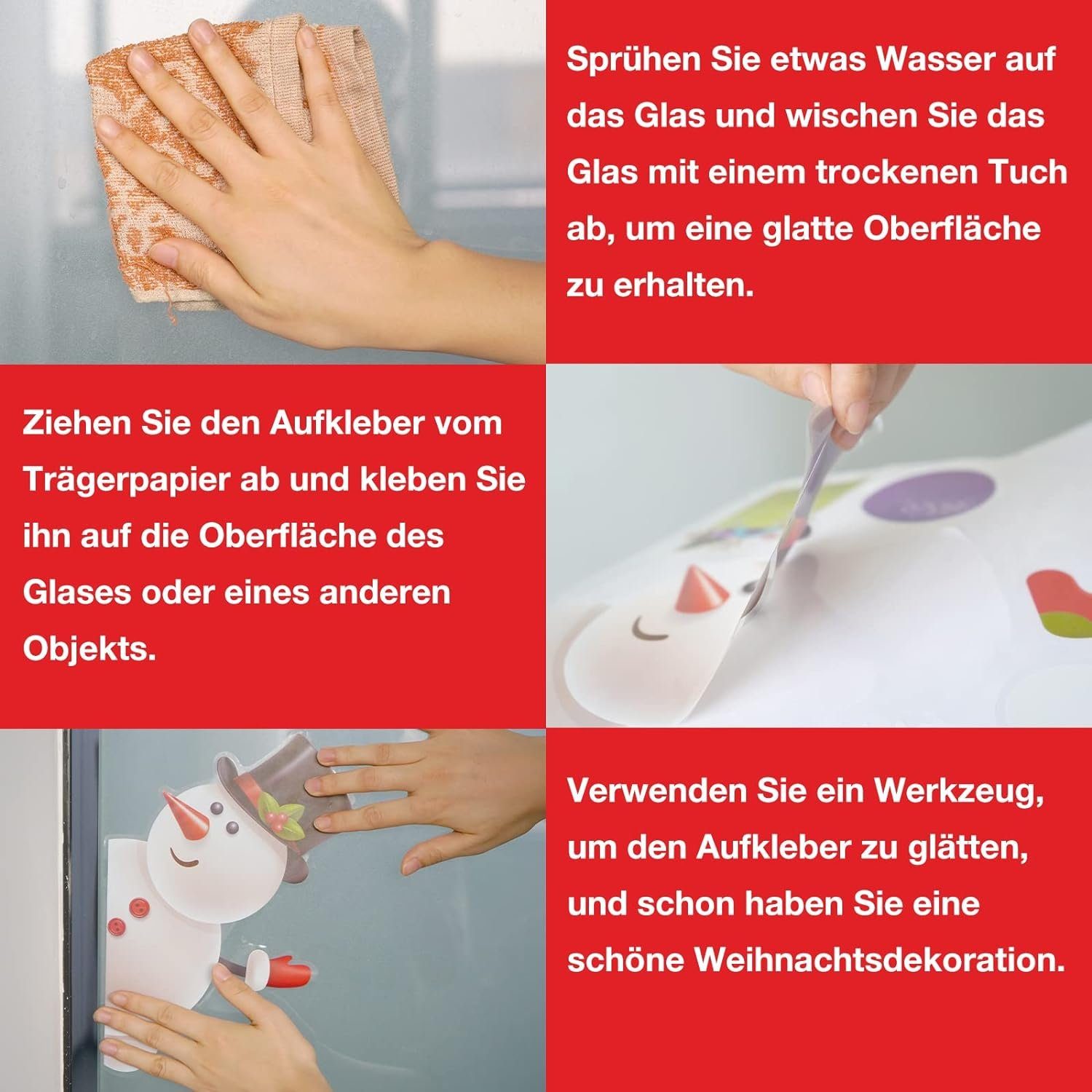 Fenstersticker Selbstklebende Weihnachts-Fensterbilder, Fensterdeko, Fenstersticker, aikidio