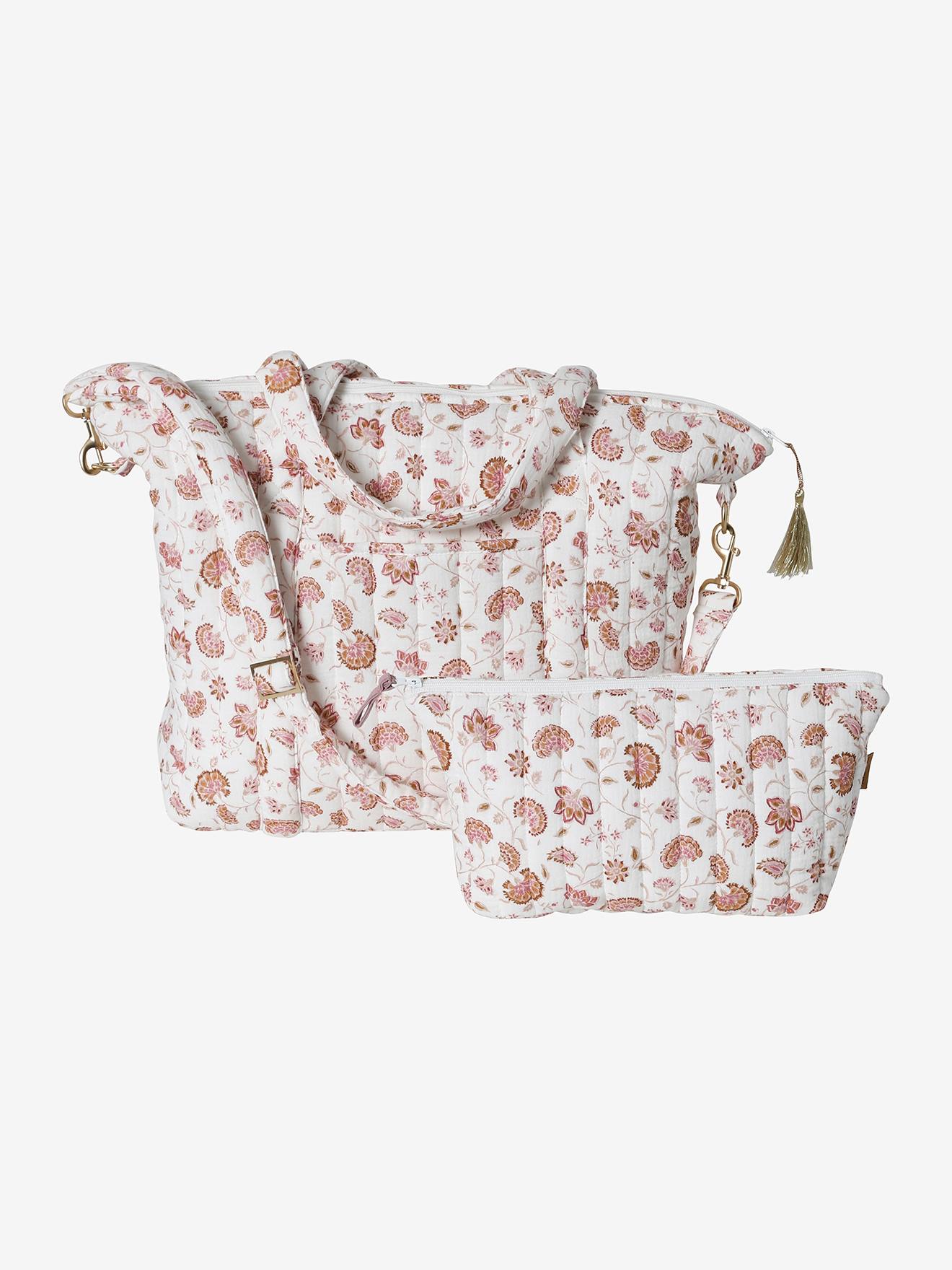 Vertbaudet Wickeltasche PLUME, personalisierbar - rosa/folklore blumen