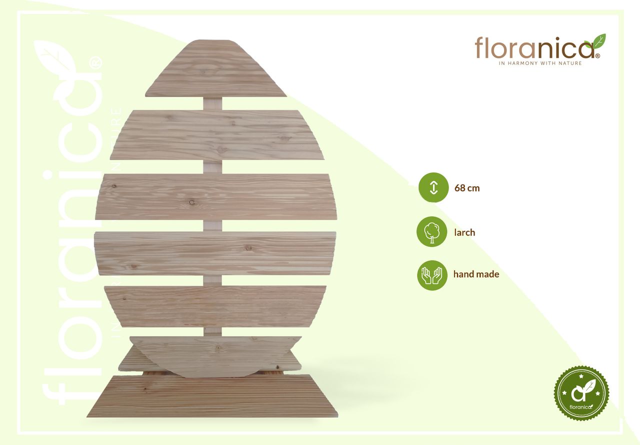 Pemicont Floranica Holz Osterei Osterdeko Lärchenholz Höhe 68cm Breite 46cm Unbehandelt Osterdekoration Modernes Design Kunsthandwerk osterdeko osterhasen tischdeko
