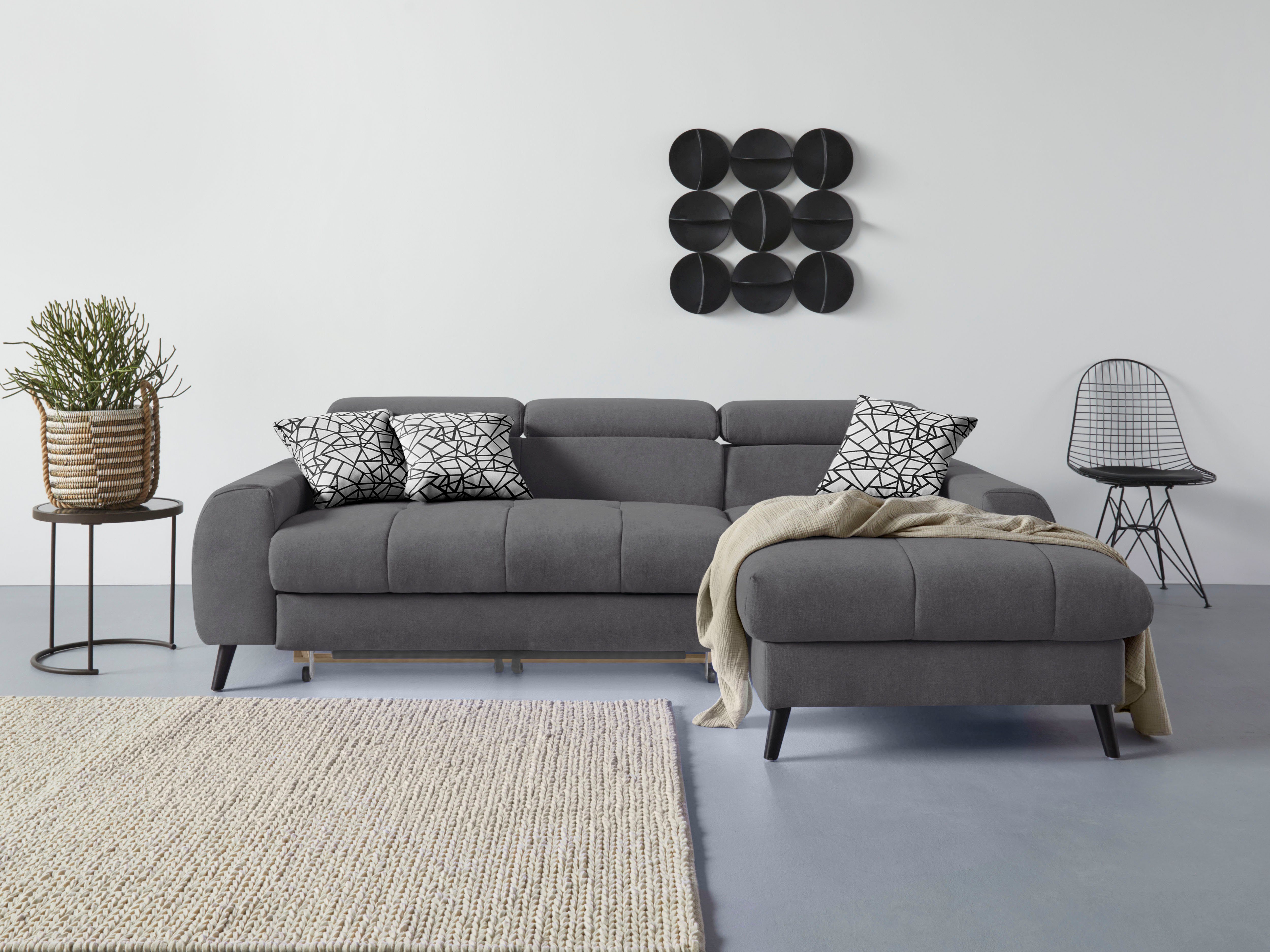 COTTA Ecksofa Mia, 3-tlg.-Kissen-Set, Recamiere, wahlweise mit oder ohne RGB-Beleuchtung